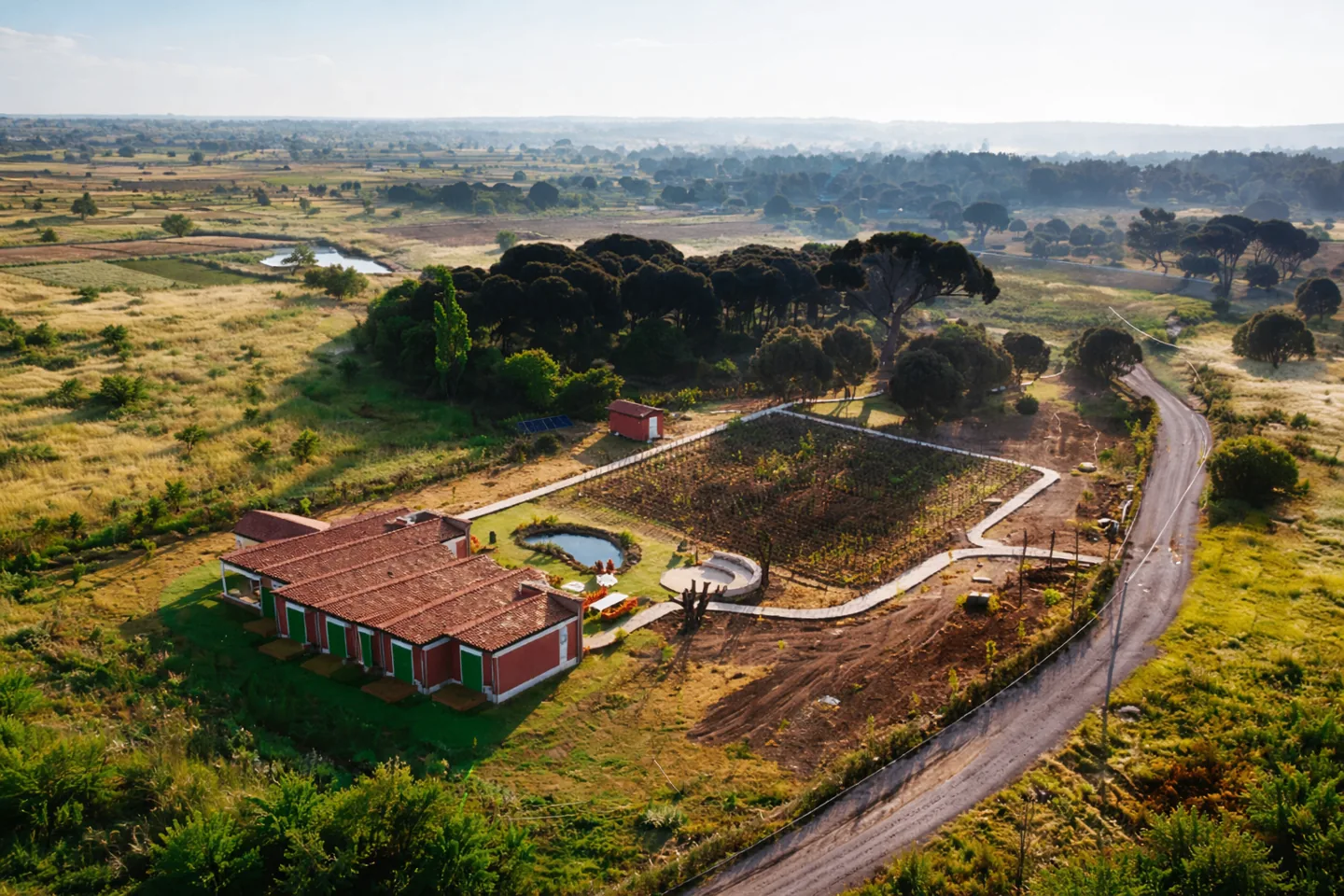 Aerial view of the grounds and buildings at ION Village